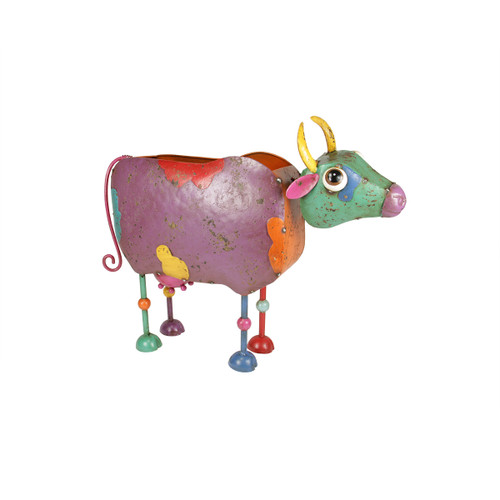 20" Vibrant Colored Distressed Finished Cow Outdoor Garden Planter