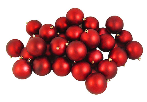 32ct Red Shatterproof Matte Christmas Ball Ornaments 3.25" (80mm)