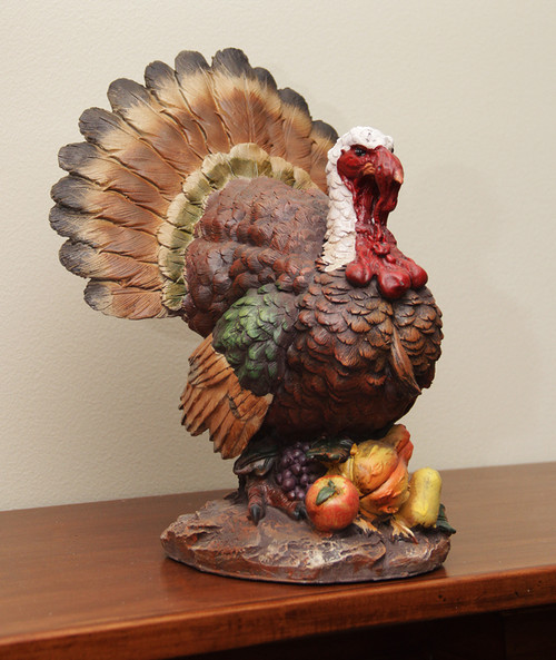 10" Brown and Red Autumn Thanksgiving Turkey Tabletop Decor