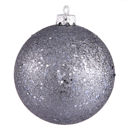Holographic Glitter Pewter Shatterproof Christmas Ball Ornament 6" (150mm)