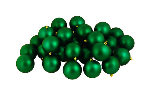 32ct Green Shatterproof Matte Christmas Ball Ornaments 3.25" (80mm)
