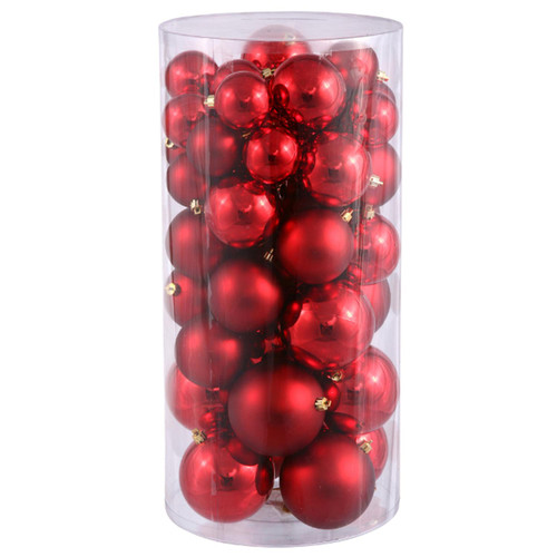 50ct Red Hot Shiny and Matte Shatterproof Christmas Ball Ornaments 2" (50mm)