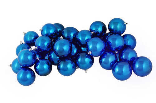 32ct Lavish Blue Shatterproof Shiny Christmas Ball Ornaments 3.25" (80mm)