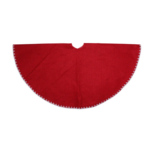 26-Inch Red with a White Shell Stitching Border Mini Christmas Tree Skirt