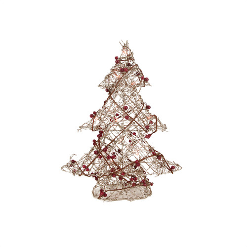 19" Pre-Lit Champagne Gold Glittered Berry Artificial Christmas Tree - Clear Lights