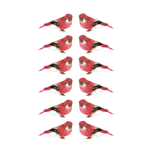 Pack of 12 Red and Pink Smoke Spotted Bird Christmas Ornaments 3.25"