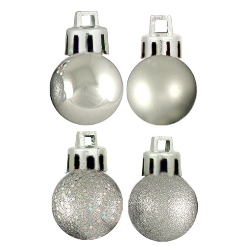 18ct Silver Shatterproof 4-Finish Christmas Ball Ornaments 1.25" (30mm)