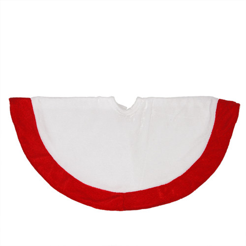 18" White and Red Traditional Velveteen Mini Christmas Tree Skirt