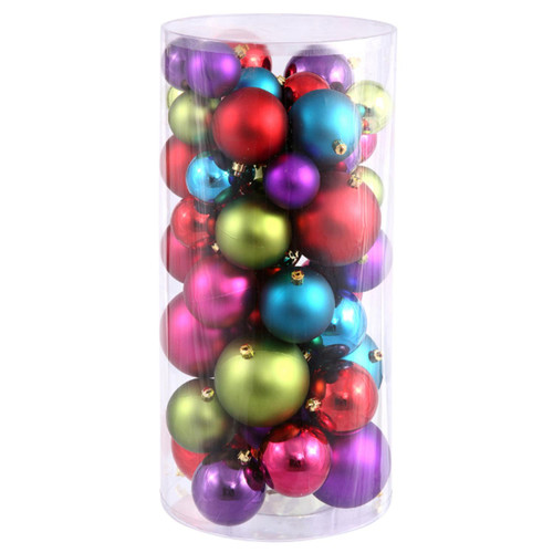 50ct Jewel Tone 2-Finish Shatterproof Christmas Ball Ornaments 2" (50mm)