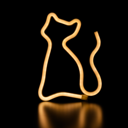 LED Cat Neon Lighted Wall Art - 9" - White