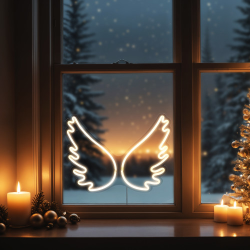 LED Angel Wings Neon Lighted Christmas Decoration - 17.5"