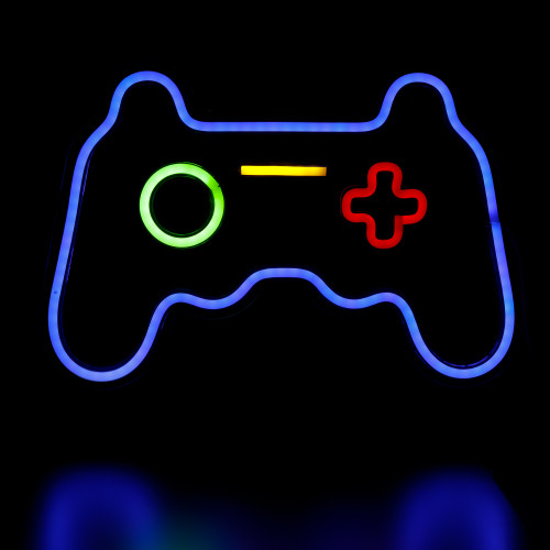 LED Video Game Controller Neon Lighted Wall Art - 11"