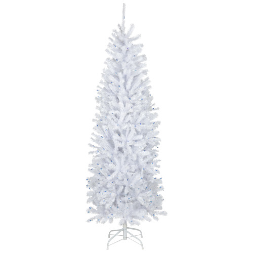 6.5' Pre-Lit Slim Geneva White Spruce Artificial Christmas Tree, Blue Lights