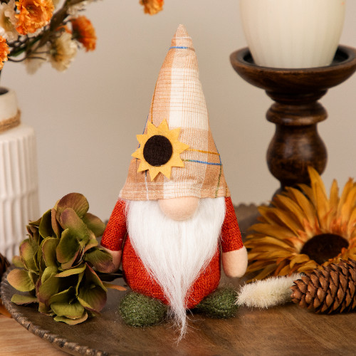 Fall Harvest Gnome with Sunflower Hat Decoration - 7.5"
