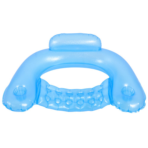 Blue Mosaic Water Lounger with Cup Holders and Backrest, 50-Inch