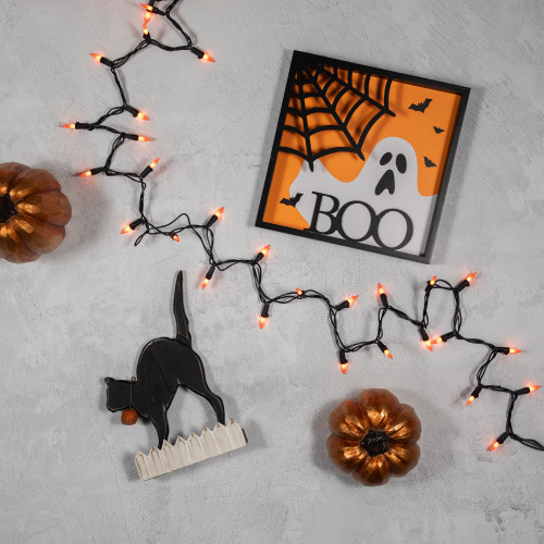 Mini Incandescent Christmas Lights - Orange - 20.25' Black Wire - 100ct
