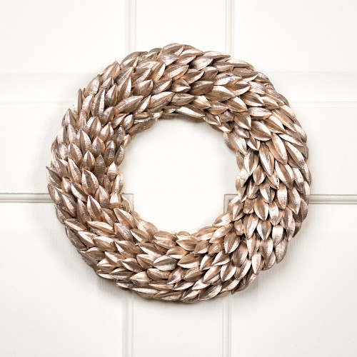 Budding Leaves Small Artificial Christmas Wreath - 12" - Champagne Gold - Unlit