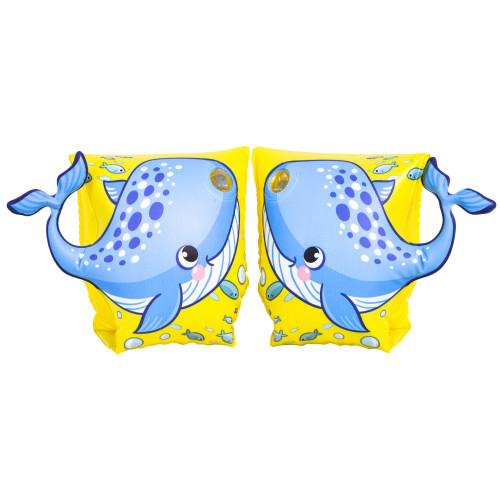 Set of 2 Inflatable Yellow and Blue Whale Arm Band Floats, 9-Inch