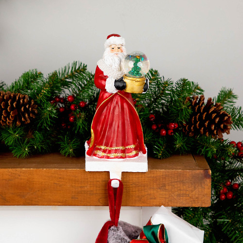 9" Old-World Santa with Snow Globe Christmas Stocking Holder