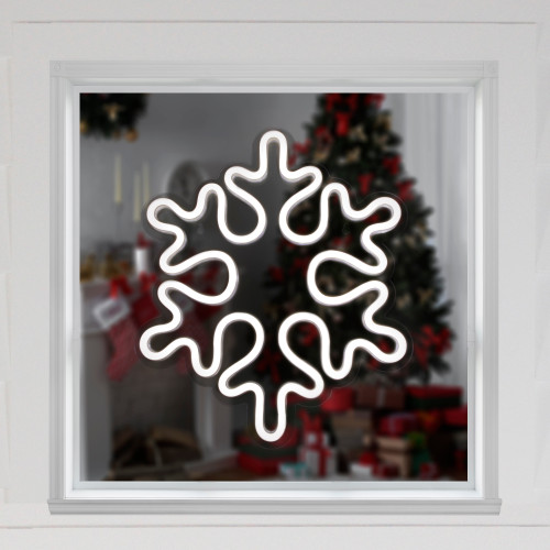 LED Snowflake Neon Lighted Christmas Wall or Window Decoration - 15"