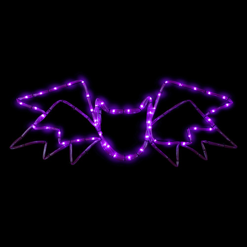LED Lighted Bat 4-Function Halloween Window Decoration - 23.5" - Purple Lights