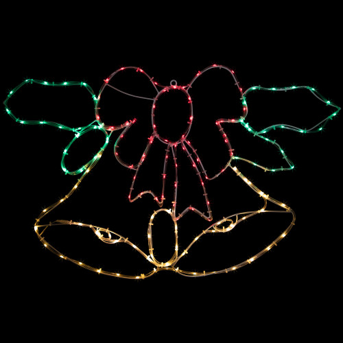 LED Lighted Bell and Bow Outdoor Christmas Decoration - 33.5"