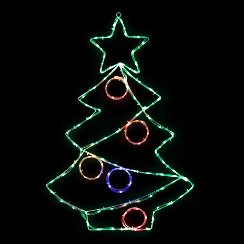 LED Lighted Christmas Tree with Ornaments Outdoor Decoration - 28" - Multicolor