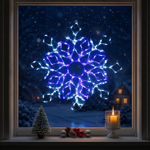 LED Lighted Snowflake Outdoor Christmas Decoration - 23" - Blue and White