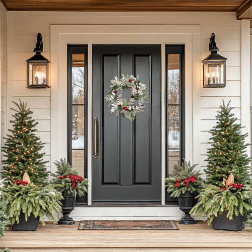 Frosted Pinecones and Berries Artificial Christmas Wreath - 24" - Unlit