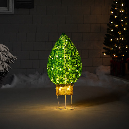 LED Lighted Retro Bulb Outdoor Christmas Decoration - 32" - Green