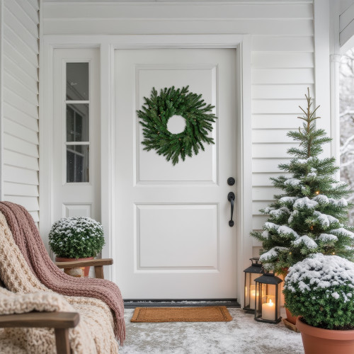 Real Touch™ Pre-Lit Grande Spruce Artificial Christmas Wreath - 24" - Clear Lights