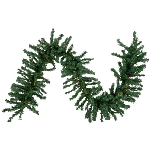 9' x 20" Pre-Lit Green Artificial Pine Christmas Garland, Warm White LED Lights