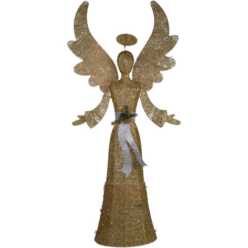Lighted Golden Angel Christmas Decoration - 68" - Clear Lights