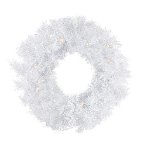 Pre-Lit White Alaskan Pine Artificial Christmas Wreath - 48" - Warm White LED  Lights