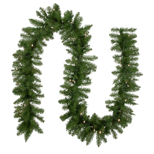 9' x 10" Pre-lit Rockwood Pine Artificial Christmas Garland, Warm White LED Lights