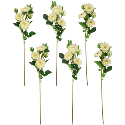 Real Touch™ White Artificial Camellia Rose Floral Sprays, Set of 6 - 23"