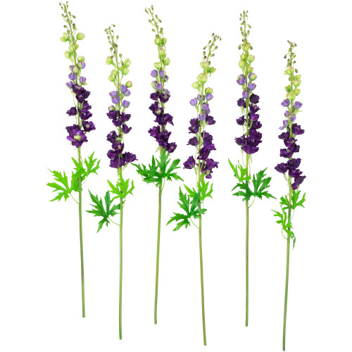 Real Touch™ Magenta Purple Delphinium Artificial Floral Stems, Set of 6 - 40"