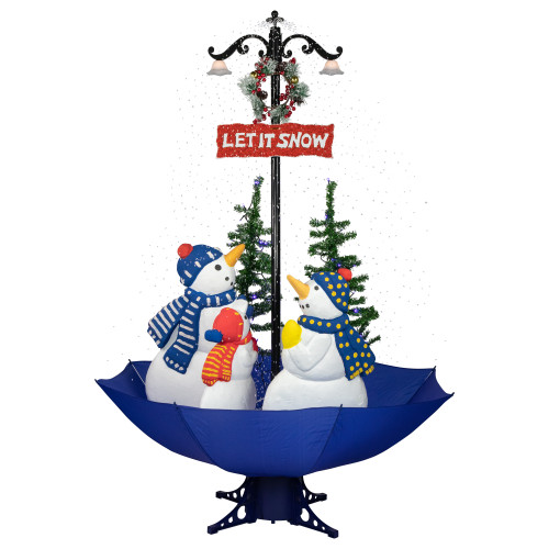 Lighted Musical Snowing Let it Snow Snowmen in Umbrella Christmas Decoration - 5.5'