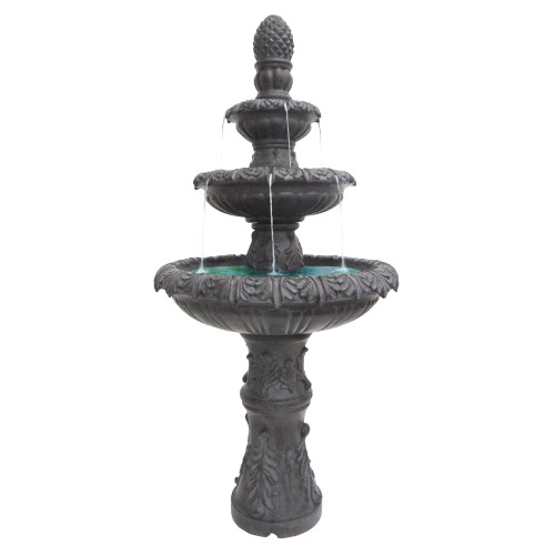 57" Brown Three Tier Leaf Design Outdoor Garden Fountain