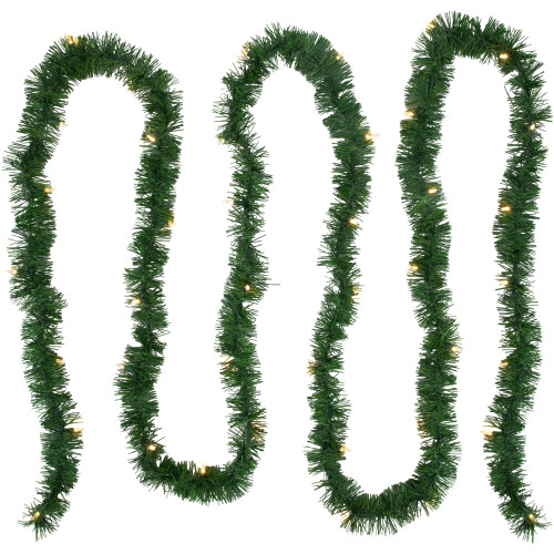 18' x 3" Pre-Lit Pine Artificial Christmas Garland, Warm White LED Lights