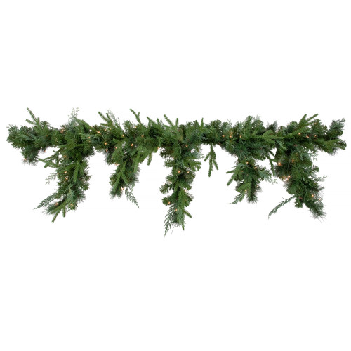 6' x 18" Pre-Lit Mixed Pine Artificial Christmas Icicle Garland, Clear Lights