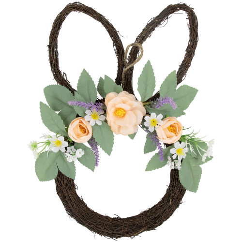 15" Bunny Ears Floral Easter  Twig Wreath