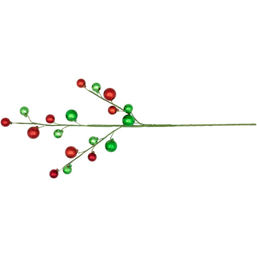 Shiny Ball Ornament Christmas Spray - 30" - Green and Red