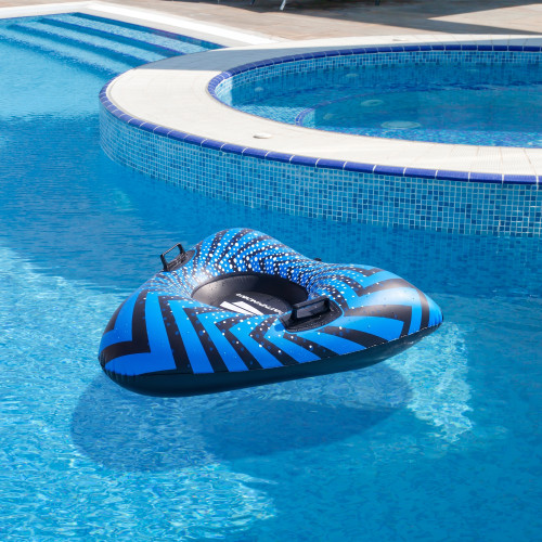 39" Inflatable Black and Blue Ride-On Pool Float or Snow Tube