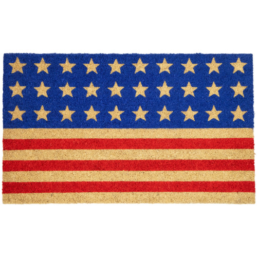 Americana Stripes and Stars Coir Outdoor Doormat - 18" x 30"