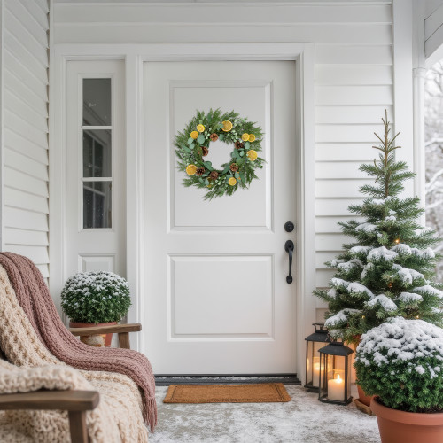 Real Touch™️ Cypress, Lemon and Eucalyptus Artificial Christmas Wreath - 22" - Unlit