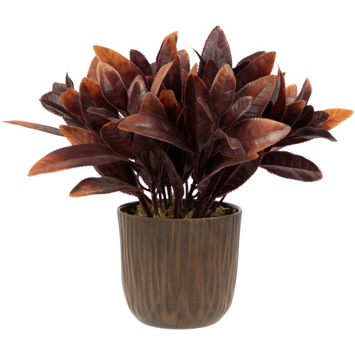 Two-Tone Artificial Foliage Plant in a Textured Lined Pot - 8"