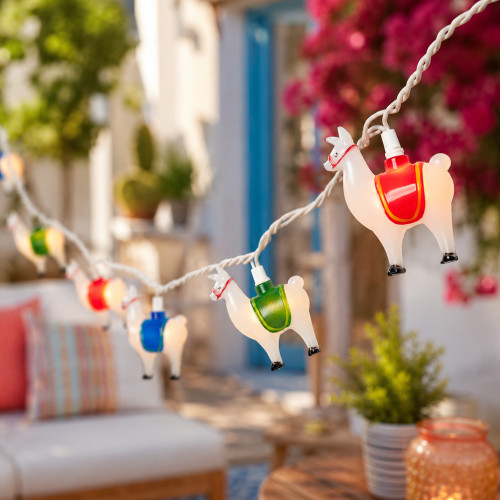 Llama Indoor Outdoor Patio Light Set - Multicolor - 6' White Wire - 10ct