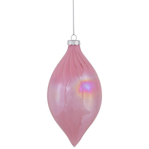 5.5" Pink Finial Christmas Glass Ornament