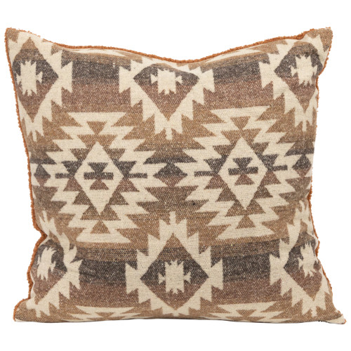 Southwestern Pattern Square Throw Pillows - 17" x 17" - Brown and Beige - Set of 2